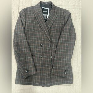 Jack & Jones Black and Brown Plaid Blazer